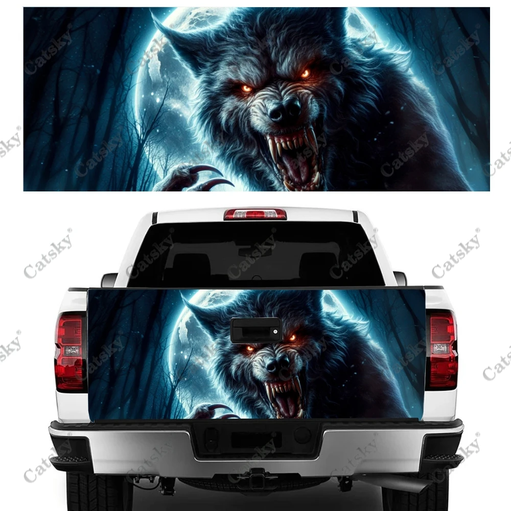 Terrifying Werewolf Truck Tailgate Wrap Professional Grade Material Universal Fit for Full Size Trucks Weatherproof