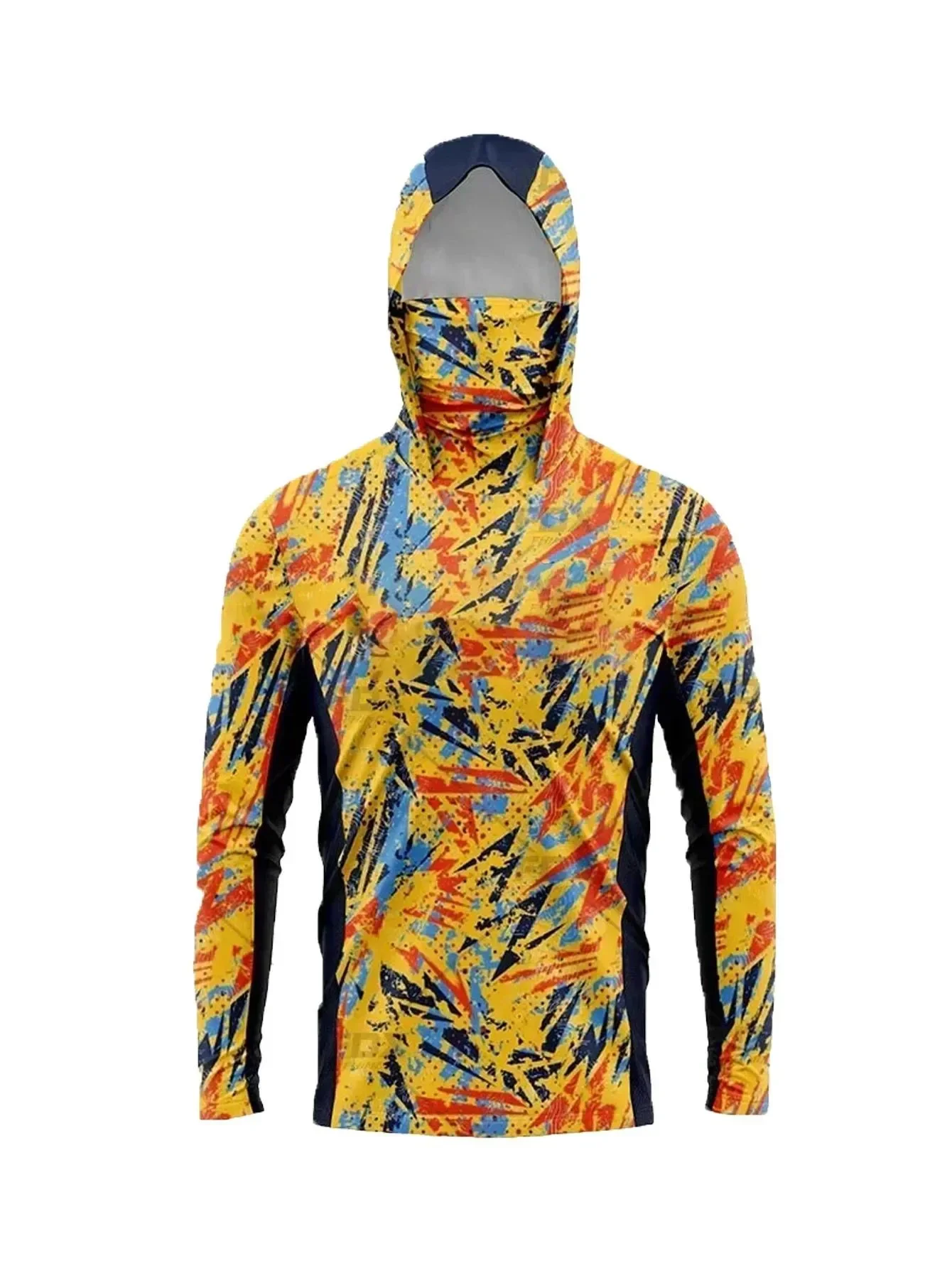Outdoor-Jagd- und Angelhemd mit Kapuze für Herren, UPF50 UV-Schutz, Camouflage-Design, integrierte Gesichtsabdeckung, schnelltrocknend, langärmelig. – Detail 7