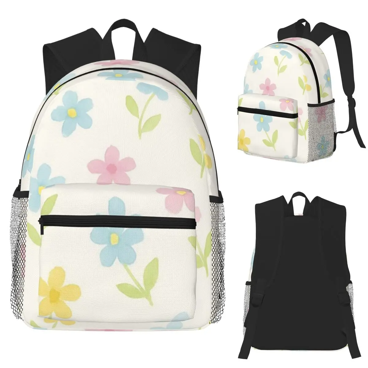 

Floral Print In Soft Colours Student Backpack School Bag Hiking Travel Daypack for Men Women Fashion Bookbag Shoulder Bags