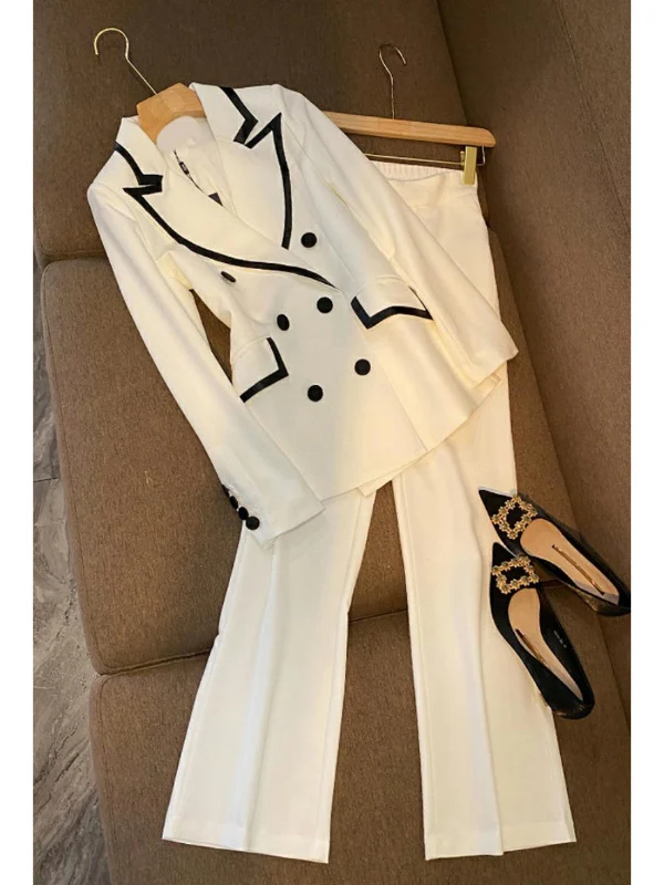 

Ele белый костюм, профессиональная рабочая одежда, женская повседневная модная весенне-осенняя элитная одежда для торжественных случаев