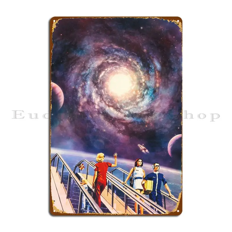 Intergalactic Escalator Metal Sign Club Personalized Plaques Wall Decor Design Tin Sign Poster