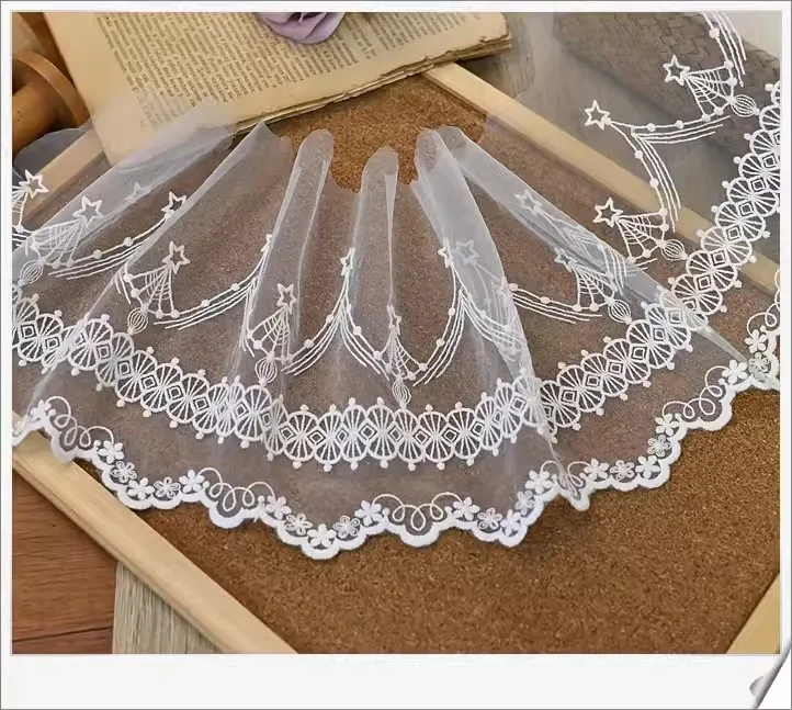 18cm wide pentacle gauze embroidery lace accessories diy baby dress skirt sleeve home textile fabric