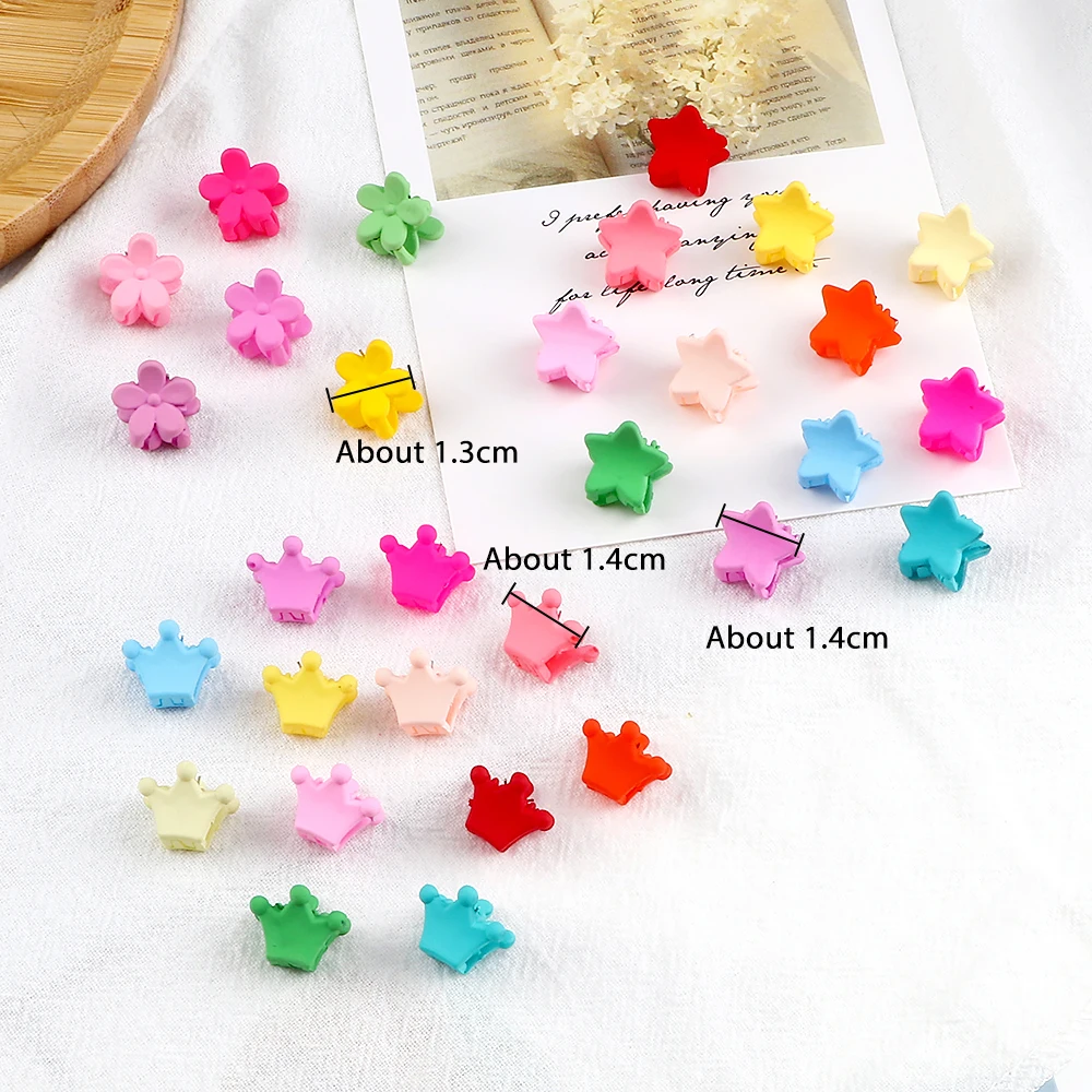 20pcs/bag Colorful Mini Hair Claws for Kids Girls Flower Crown Star Shaped Hairpins Lovely Hair Clips Decorate Accessories Gifts