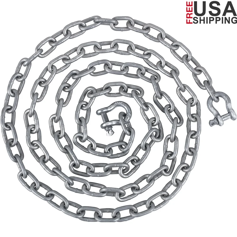 

20ft Heavy Duty Galvanized Steel Anchor Chain 516in Includes 38in Shackles 11650lbs Strength Marine Anchoring System