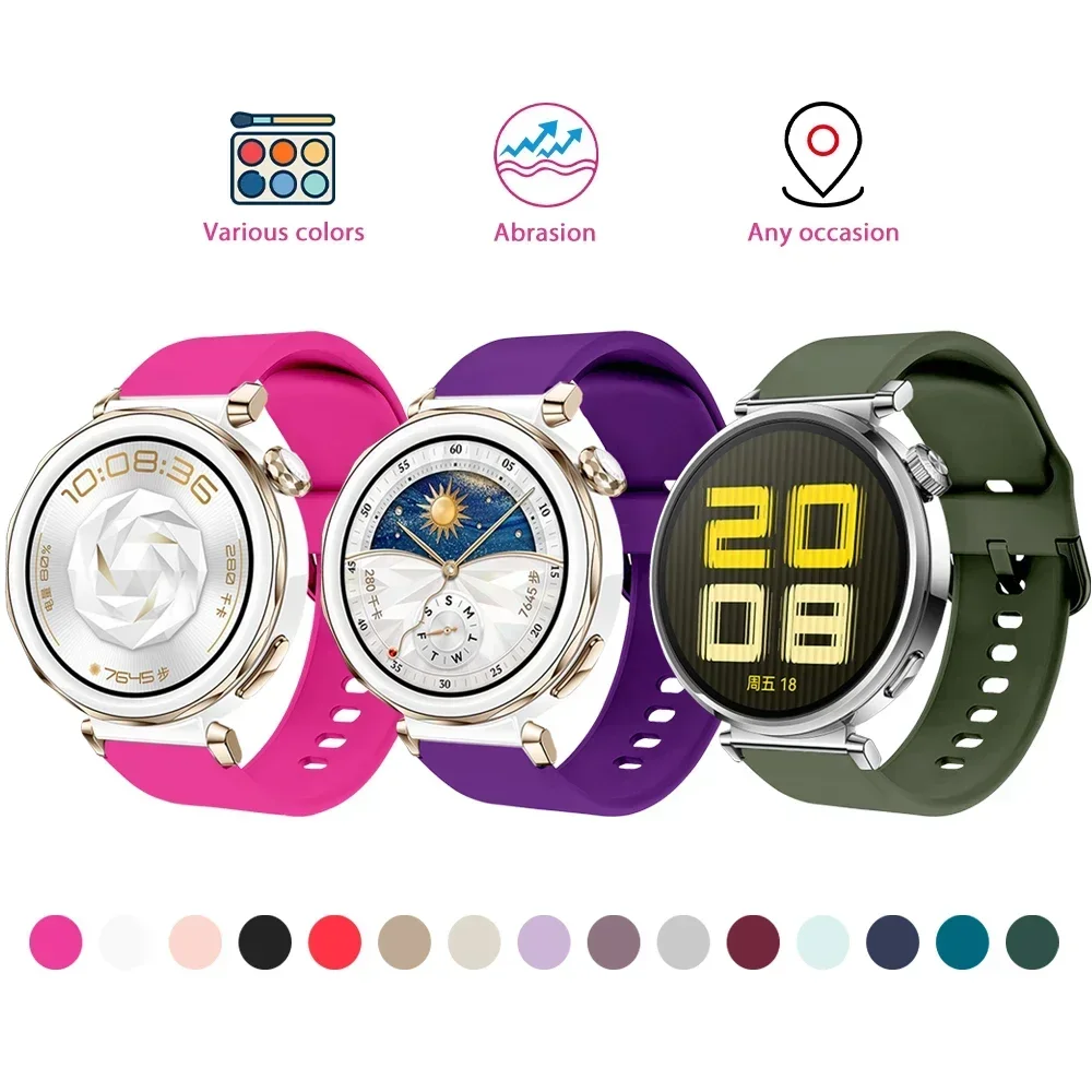 Skin-Friendly Band Fit for Huawei Watch GT5/GT4 41mm Soft Silicone Colorful Buckle Strap for Huawei Watch GT5pro 42mm/Gt5 41mm