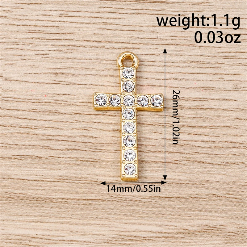 10 Stück 14 x 26 mm niedliche Kristall-Kreuz-Charms-Anhänger für Schmuckherstellung, Tropfen-Ohrringe, Halsketten, Armbänder, Zubehör, DIY-Handwerk, Geschenk – Detail 1