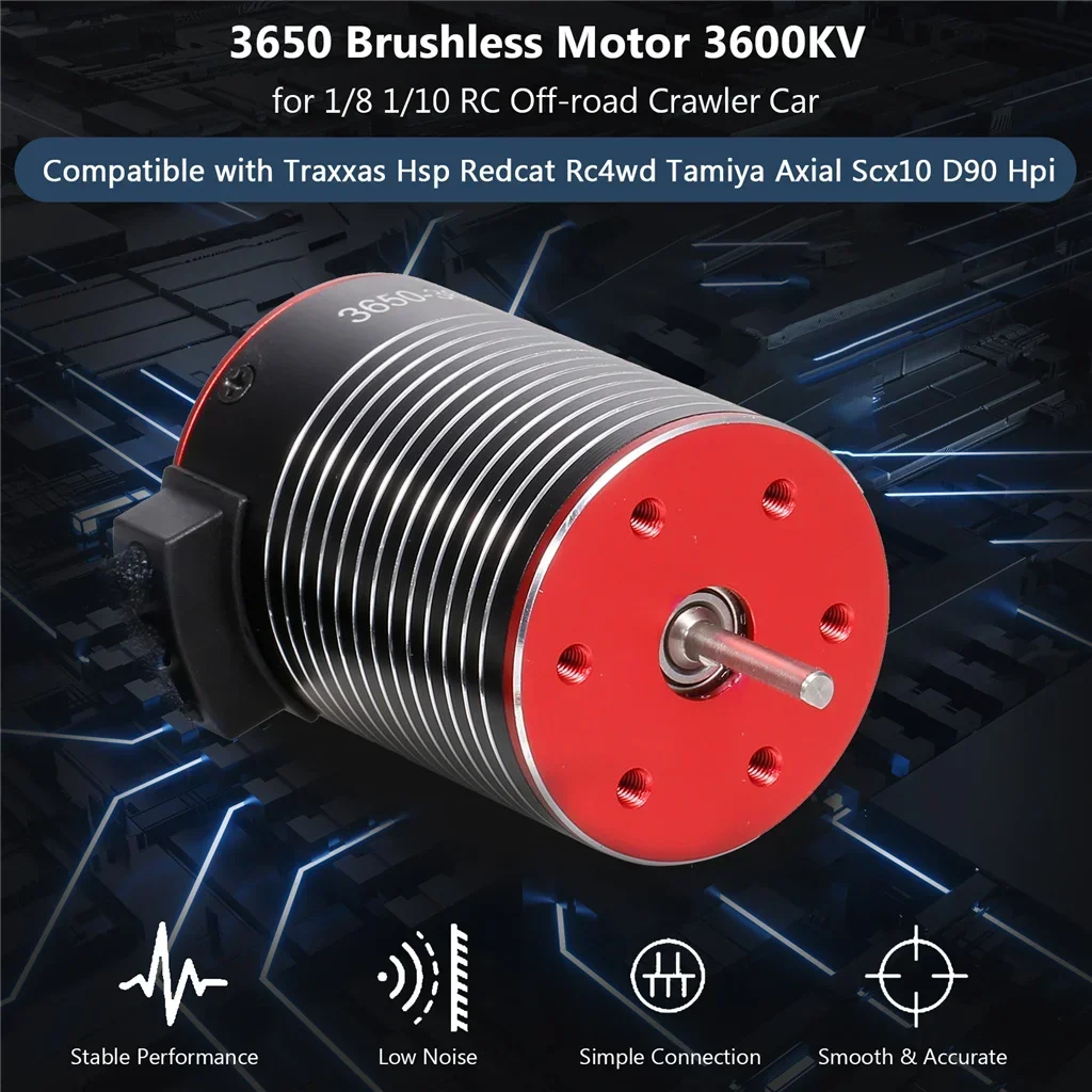 3650 Brushless Motor 3600/5200KV for 1/8 1/10 RC Racing Car On-road Car For Traxxas Hsp Redcat Rc4wd Tamiya Axial Scx10 D90 Hpi