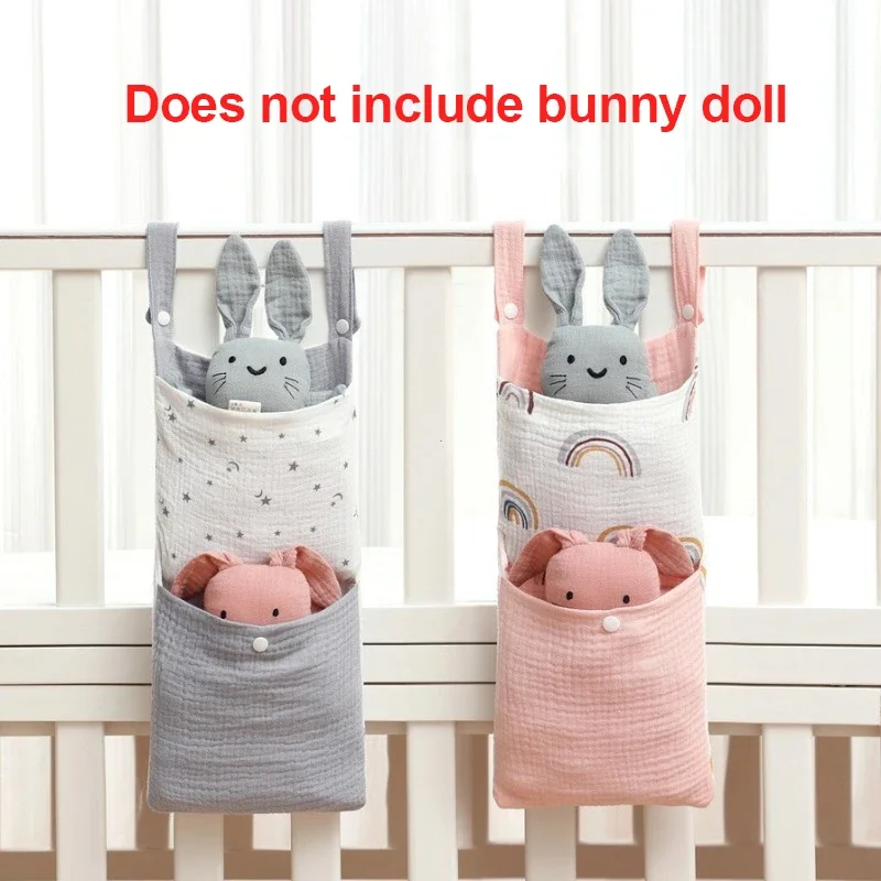 Baby Bed Hanging Storage Bags Cotton Newborn Crib Organizer Toy Diaper Pocket for Crib Bedding Set Accessories Nappy Store Bags