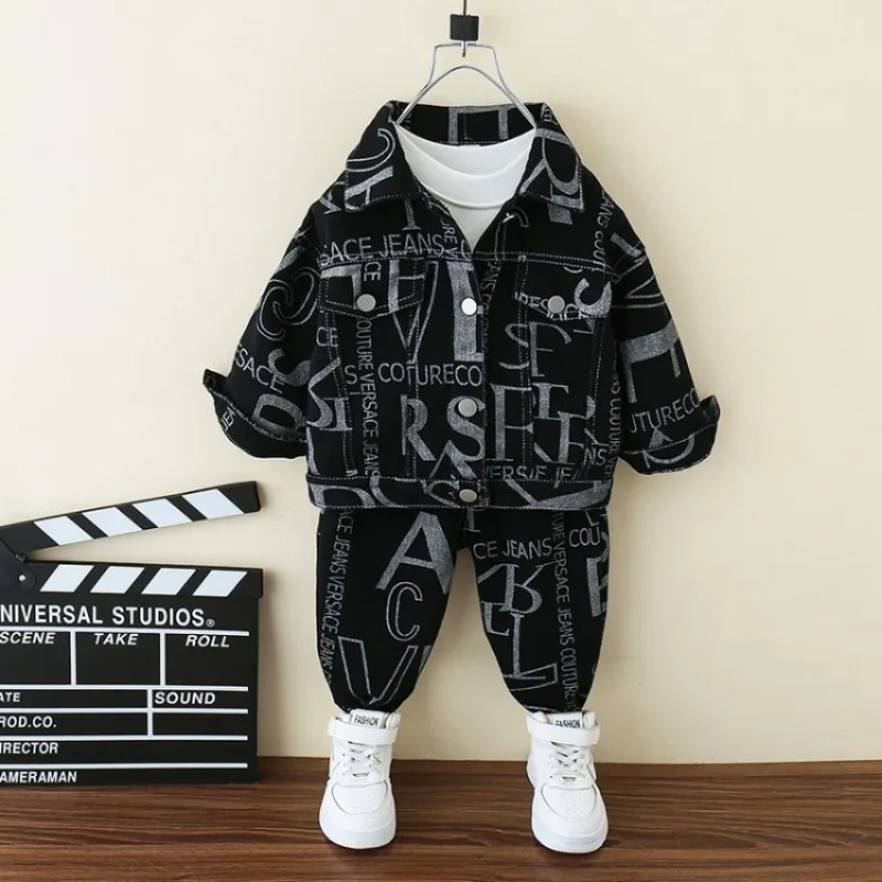 

2024 New Western Spring and Autumn Clothing Set Boys' Set Jacket Pants Set Children's Set Workwear Cowboy Clothes