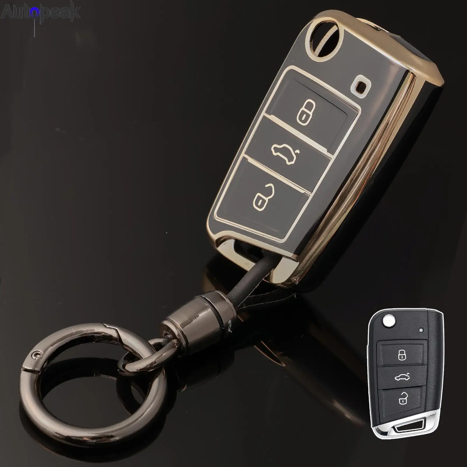 

3 Button TPU Flip Remote Car Key Ring Fob Case Cover For VW Golf 7 Mk 7 Skoda Octavia Seat Leon Ateca 2020 2019 2018 2017 2016