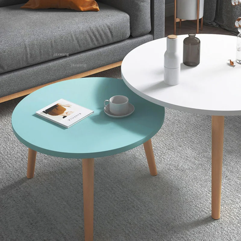 Nordic Solid Wood Living Room Sofa Side Table Small Apartment Bedroom Coffee Tables Leisure Restaurant Hotel Round Corner Table