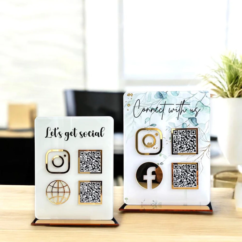 تخصيص شخصي للوحات الأكريليك والشعارات التجارية مع رموز QR متعددة مناسبة للوسائط الاجتماعية والدفع