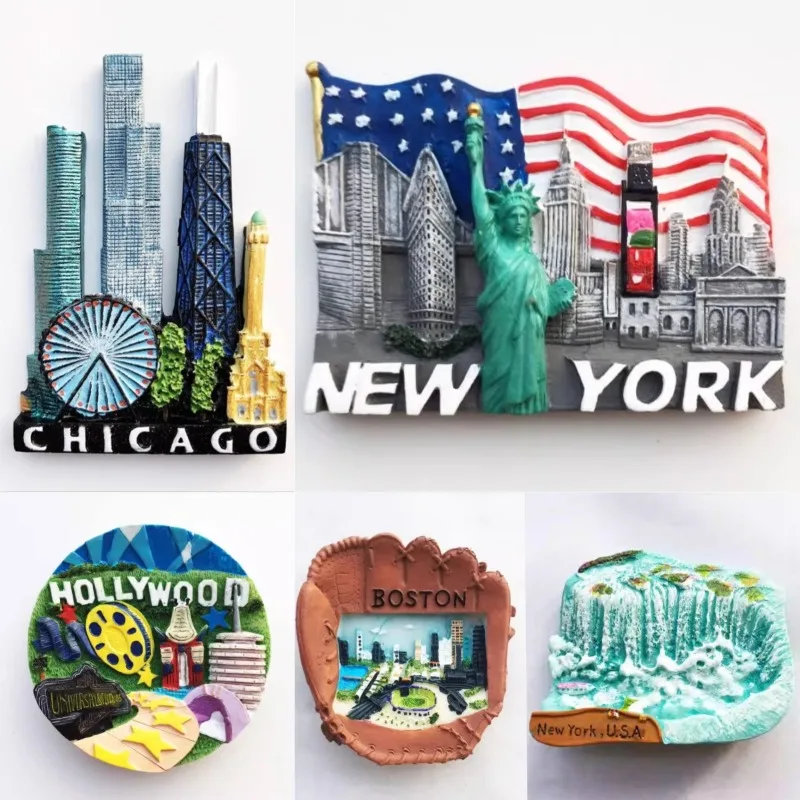 U.S. Fridge Stickers Florida San Francisco Golden Gate Bridge Chicargo Boston Hawaii California Souvenirs America Fridge Magnets