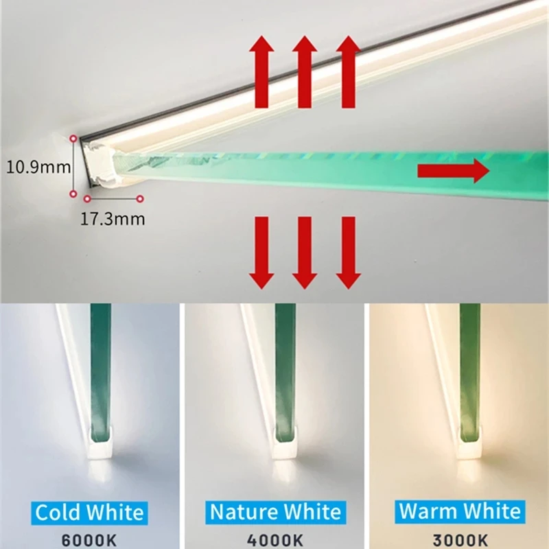 Panel de luces de vidrio de 8MM, perfil Led de aluminio de 0,5 M/0,8 M/1M, barra de luz dura laminada, canal de luz para escaparate y armario, cc de