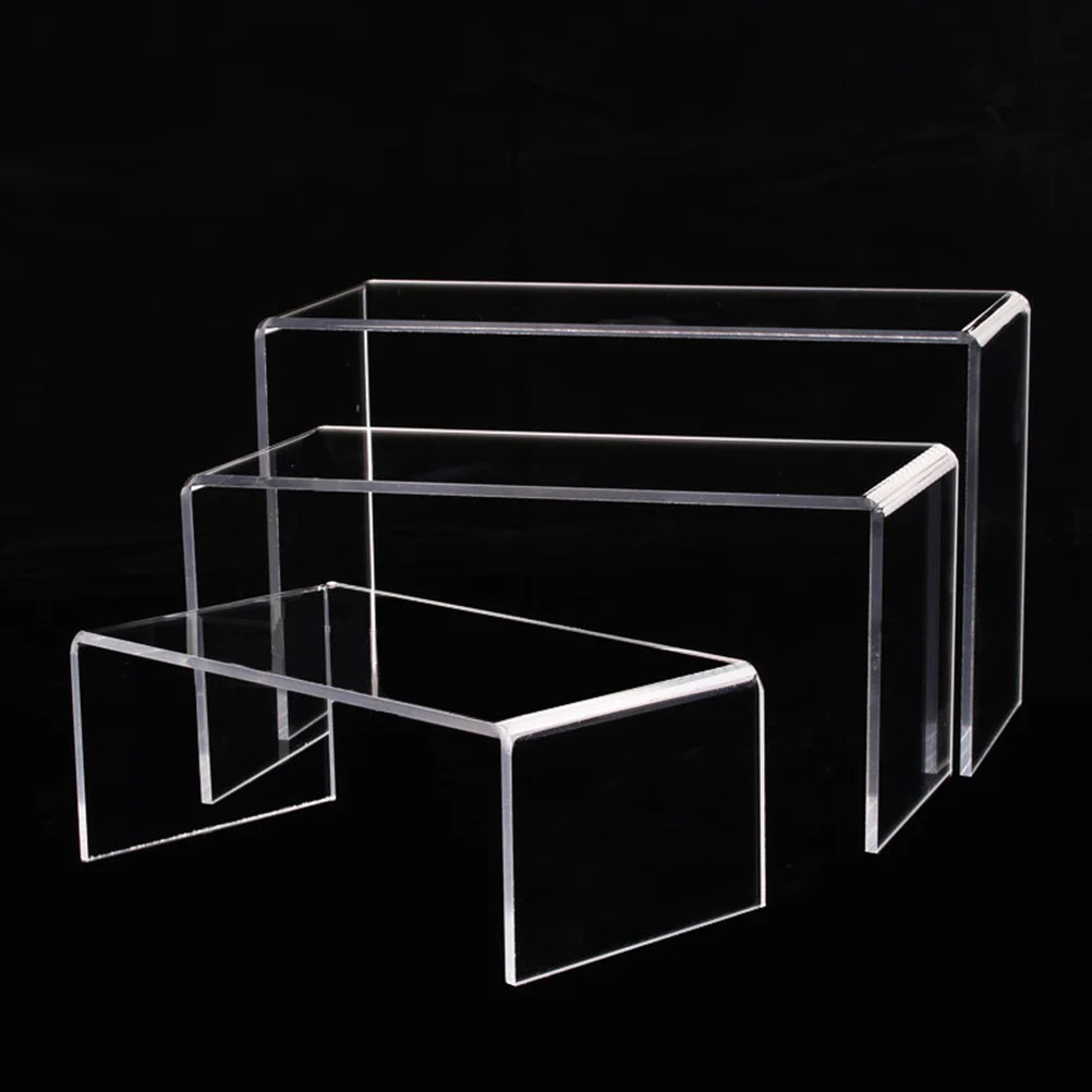 3 PCS Acrylic Display Risers Storage Rack for Shoe Insoles Crystal Rotating Stand