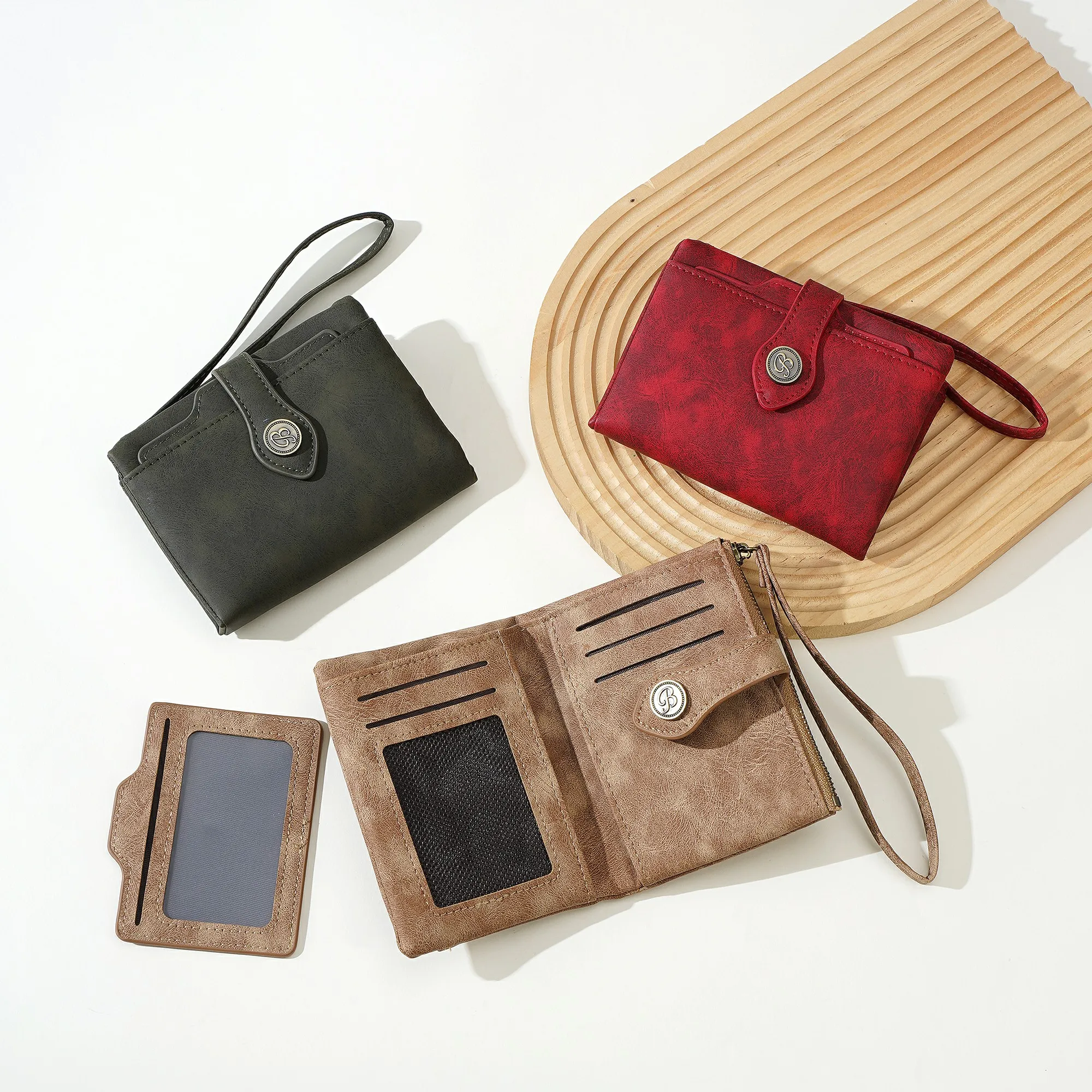 1 Stück - Baellerry Damen Vintage PU-Leder Kurzbörse mit 80% Rabatt, mit Handgelenkschlaufe, 8 Kartenfächern + Ausweisfenster + abnehmbarem Kartenhalter, praktisches Geburtstagsgeschenk für Frauen. – Detail 30