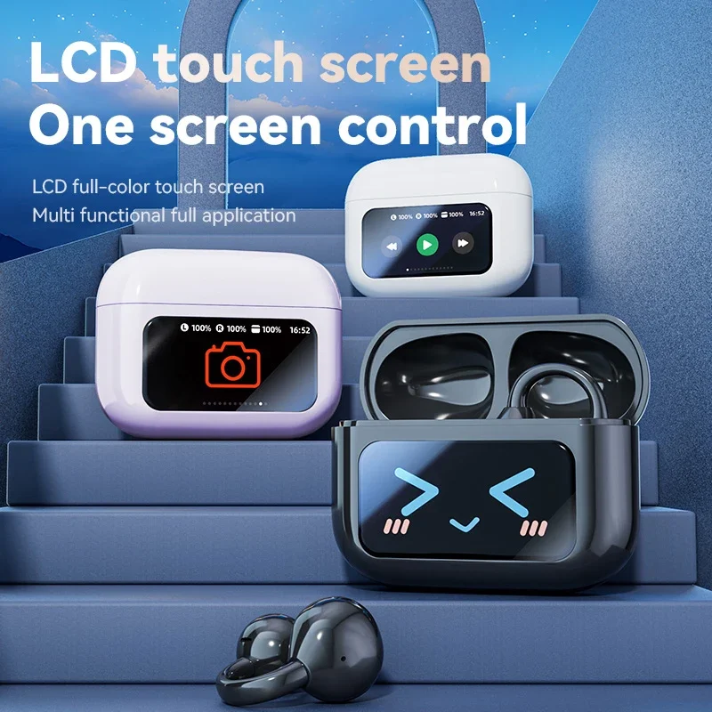 M100 العظام التوصيل BTV5.4 سماعات كليب على الأذن نمط اللاسلكية BT سماعة مع LCD تعمل باللمس سماعات الملحقات