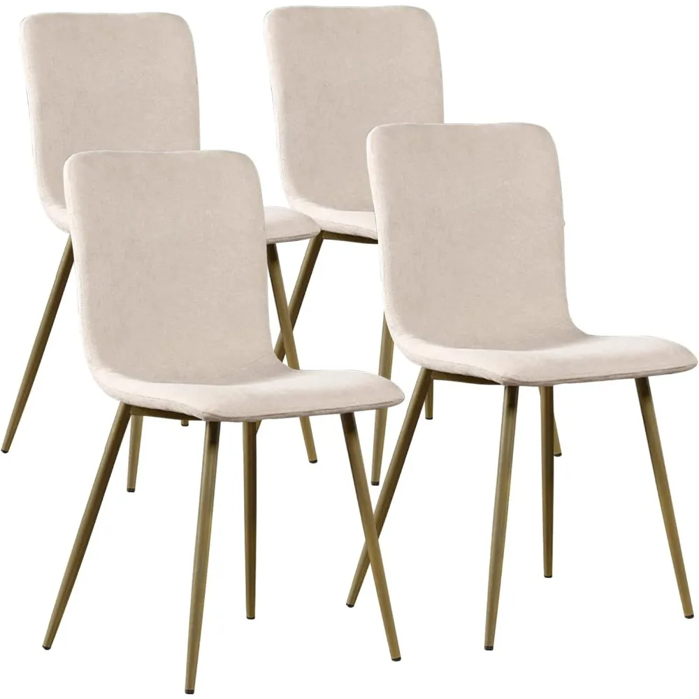 

Modern Style Dining Chairs Set of 4, Comfy Side Chair with Fabric Seat Sturdy Metal Gold Legs for Kitchen Living Room