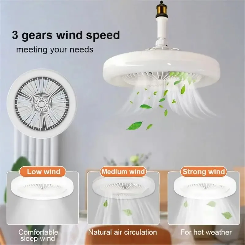 Imagem -04 - Smart Silent Teto Fan Lampde Led com Controle Remoto Quarto Lustre Sala Luzes Interior 30w E27 Fãs