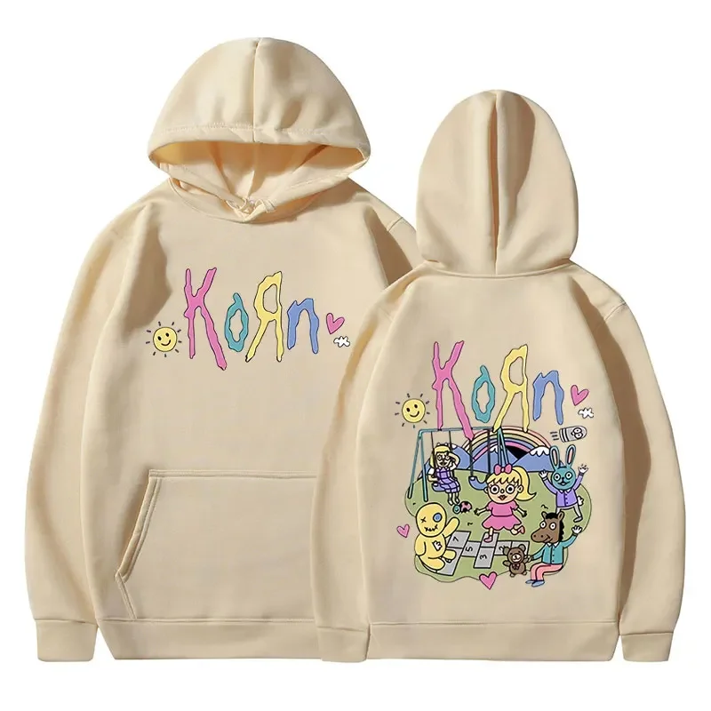 Korn Cartoon Rock Band Music Album Hoodie Men\'s Women\'s Vintage Metal Gothic Oversized Sweatshirt Streetwear Long Sleeve Hoodies