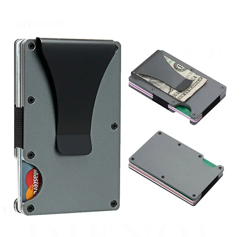 Schlanke RFID-blockierende Geldbörse, minimalistischer Metall-Ausweis- und Kreditkartenhalter mit Geldklammer, sichere Unisex-Geldbörse für Männer und Frauen, ideal für Reisen und den Alltag. – Detail 7