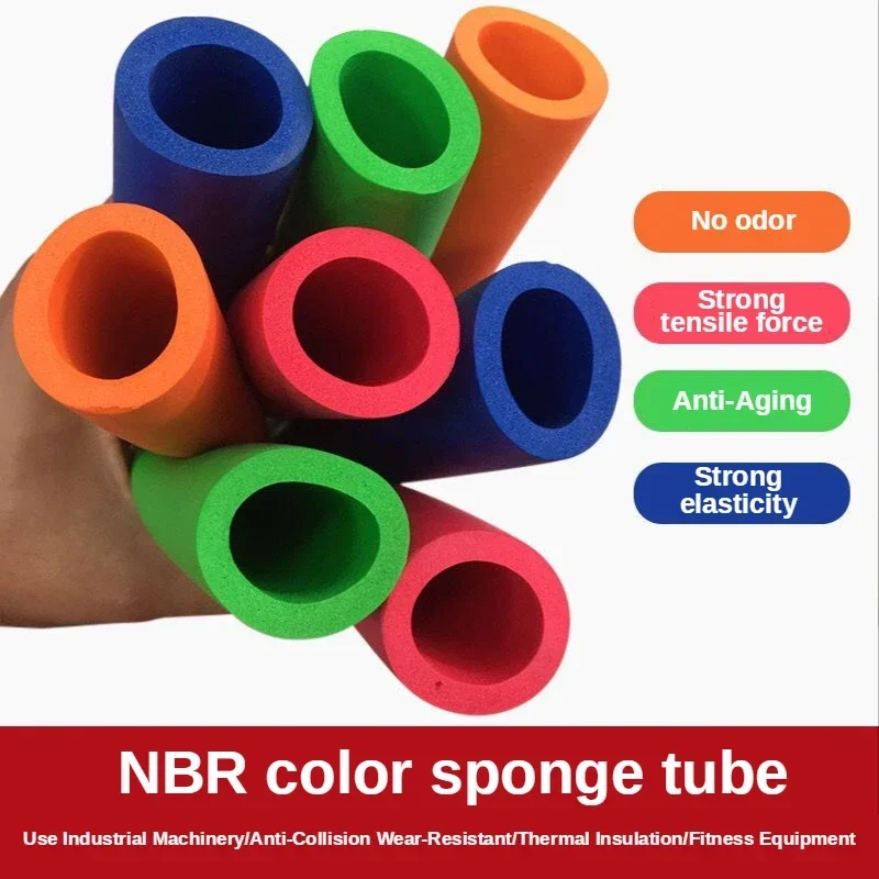 1M 6mm-50mm(Inner Diameter)  Foam Rubber Tube Fitness Equipment Handle Bars Thermal Insulation Pipe SpongeBlack Blue Green Red