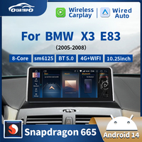 Qualcomm 665 Android 14 Wireless AUTO CarPlay For BMW X3 E83 GPS Navigation Screen Car Multimedia Center System Bluetooth