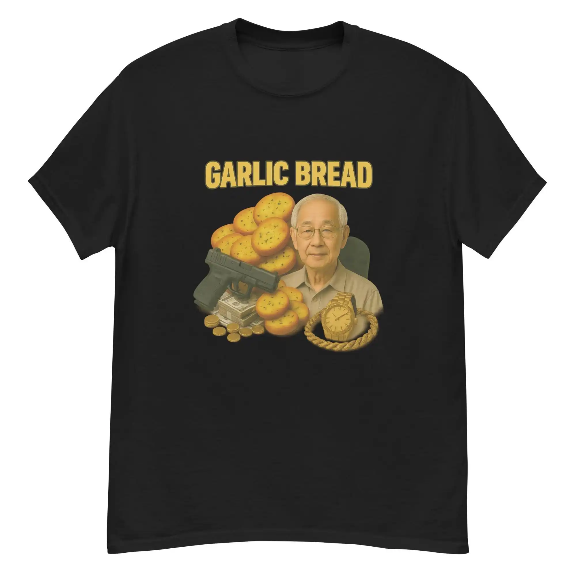

Гангстерская дедушка, чеснок, хлеб с принтом, забавная еда, мем, модная креативная футболка, женская летняя футболка с коротким рукавом