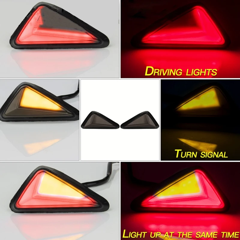 2PCS Motorcycle Turn Signal L-Shaped Light-Guided LED Lamp 12V Embedded Installation Triangular Universal Moto LED