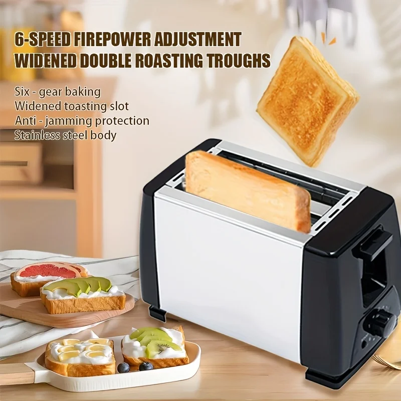 

2 Automatic Turn Off Toasters - Ultra Wide Slot And Detachable Crumb Tray with Cancel, Thaw, And Reheat Functions, 6 Baking Options - Toast, Bread Bag, And Waffle
