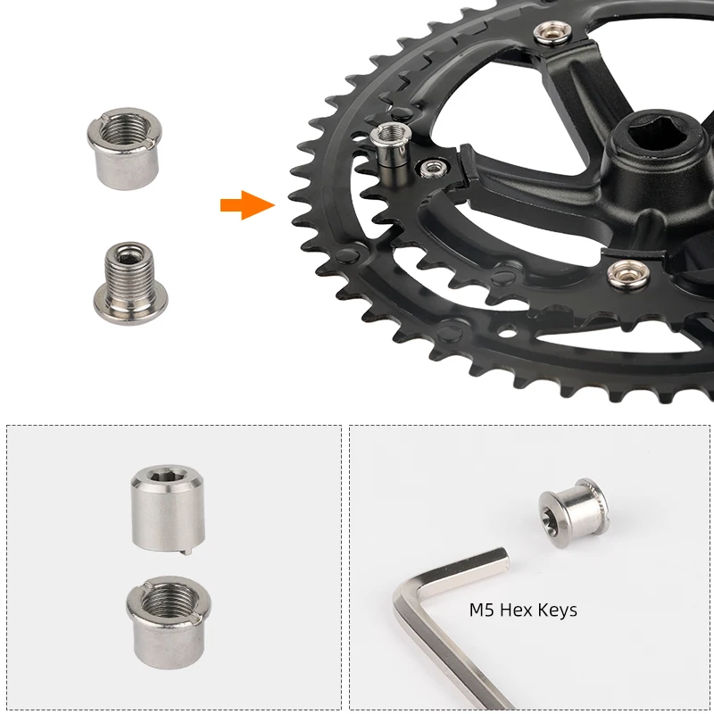 Deemount M8 bulloni filettati per corona singola doppia tripla per bicicletta 6.5/8.5mm di altezza MTB Road Crankset dadi di fissaggio