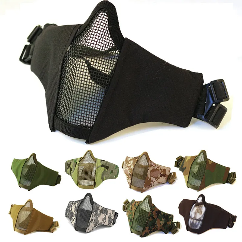 

Half Face Metal Steel Airsoft Mask Hunting Tactical Net Mesh Mask CS Protective Party Halloween Face Piece Paintball Masks