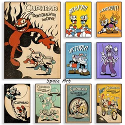 Classic Retro Wall Art Game Anime Cuphead Cartoon Characters HD Canvas Printed Poster Home Living Room Bedroom Decoration