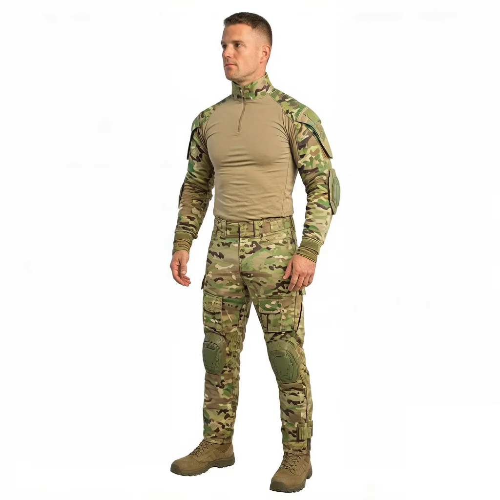 

Камуфляжная форма Multicam, боевая рубашка в рубчик, брюки-карго, костюм с кепкой