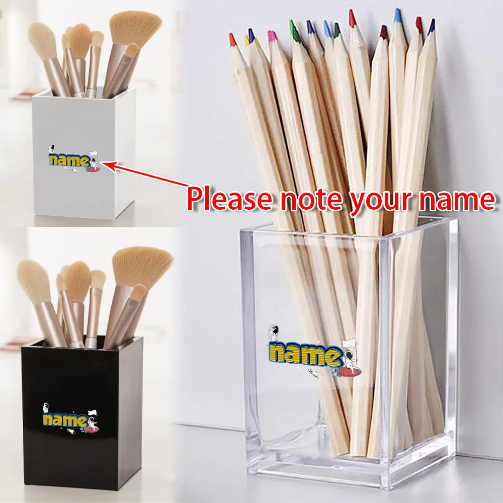 

Customized Name Practical Acrylic Pen Holder Pencil Storage Cup Stationery Holder Desk Organizer Office Accessories Study Decor
