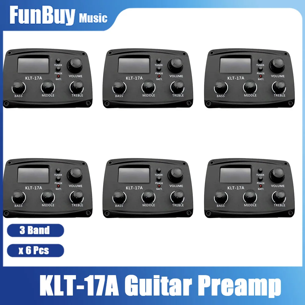 

6Set 3 Band Klt-17A Guitar Equalizer with Tuner Piezo Pickup for Acousitc Guitarra