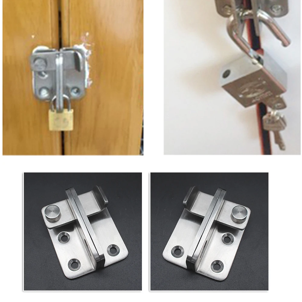 Punch free Door Bolt Silver Stainless Steel Hardware Lock Repair Replacement Wardrobe Bracket Hasp Home Safety