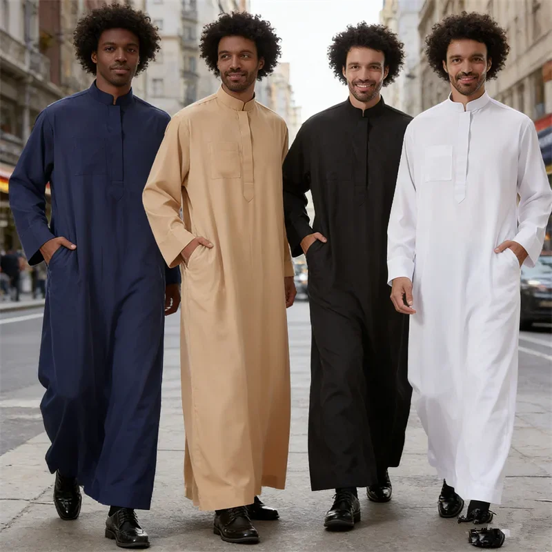 

Saudi Arabic Men Robe Eid Djellaba Ramadan Muslim Men's Clothing Islam Jubba Thobe Morocco Caftan Turkey Kaftan Abaya Dress Gown