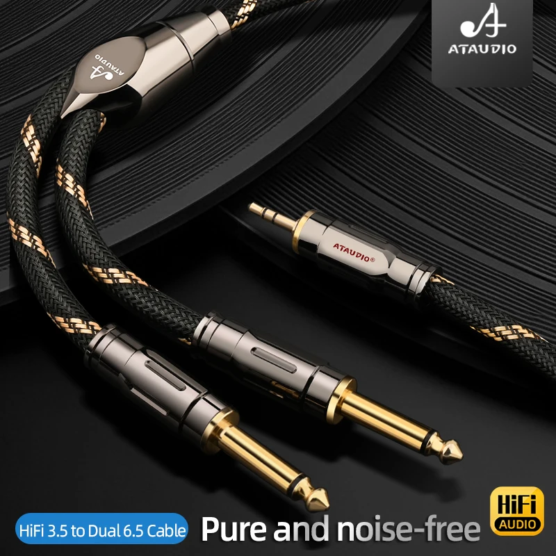 

HiFi 3.5mm to Dual 6.5mm Audio Cable Pure Copper AUX Male Mono 6.5 Jack to Stereo 3.5 Jack Audio Cable for Mixer Amplifier