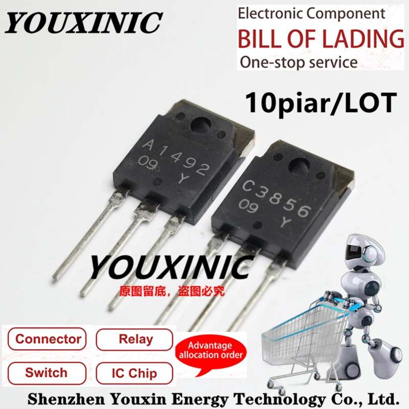 

YOUXINIC 2019+ 100% New Imported Original 2SA1492-Y 2SC3856-Y 2SA1492 2SC3856 A1492 C3856 TO-247 Power Amplifier Transistor