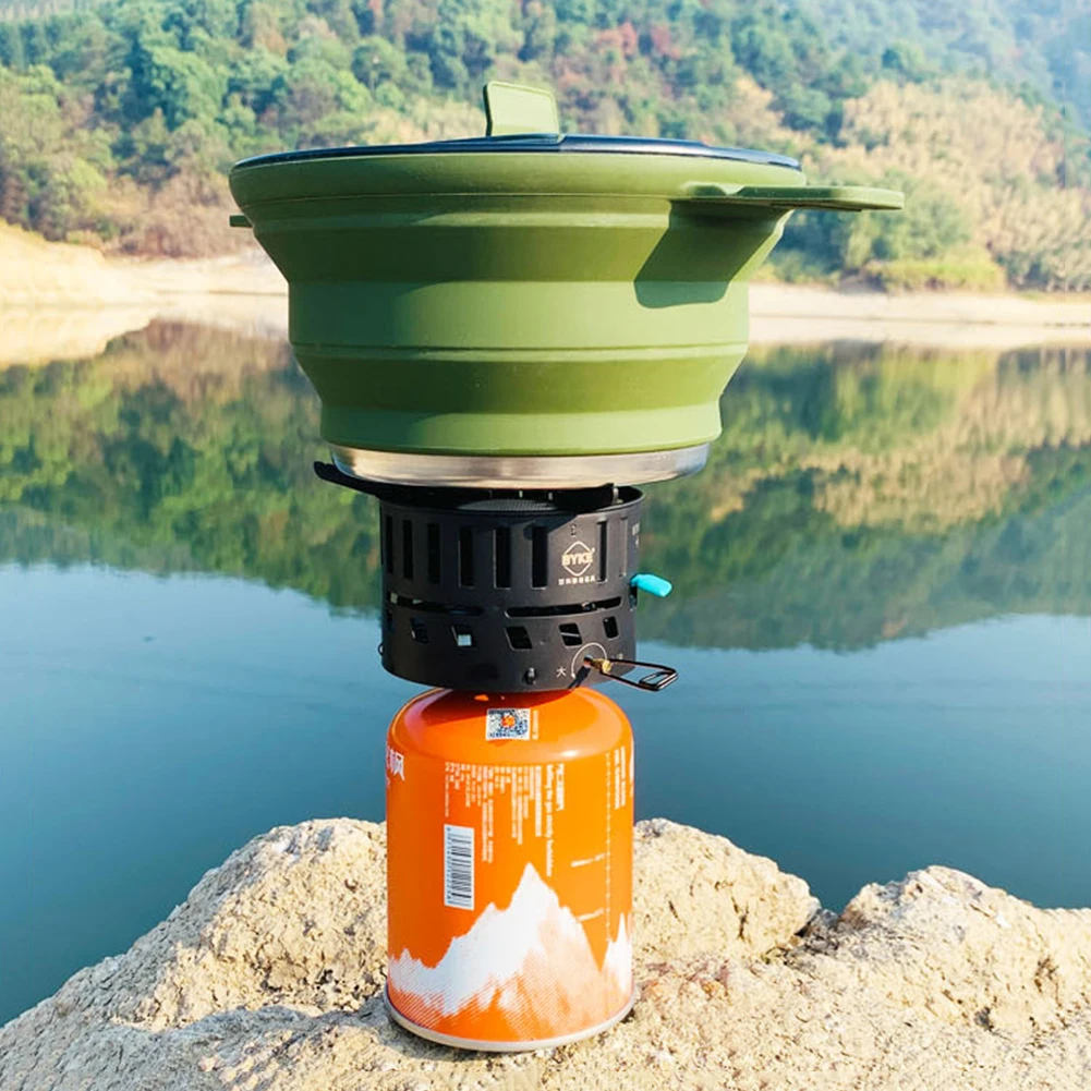 Foldable Portable Camping Cook Pot Saving Space Collapsible Cooker Pot Heat Resistant for Outdoor Fishing for Hiking Backpacking