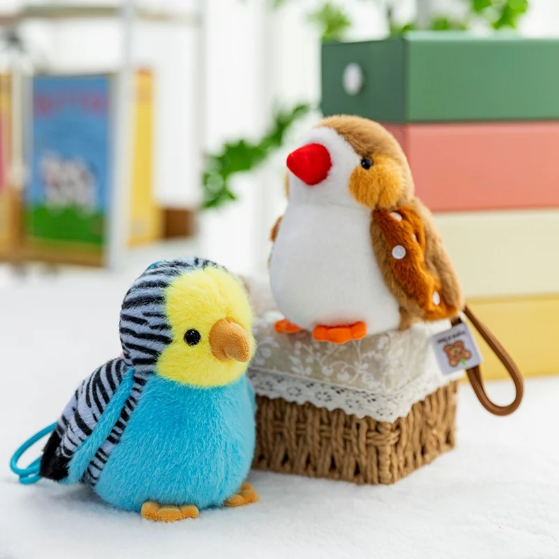 귀여운 앵무새 플러시 키체인 귀여운 새 플러시 장난감 가방 액세서리 키체인 백팩 가방 자동차 장식용 열쇠고리