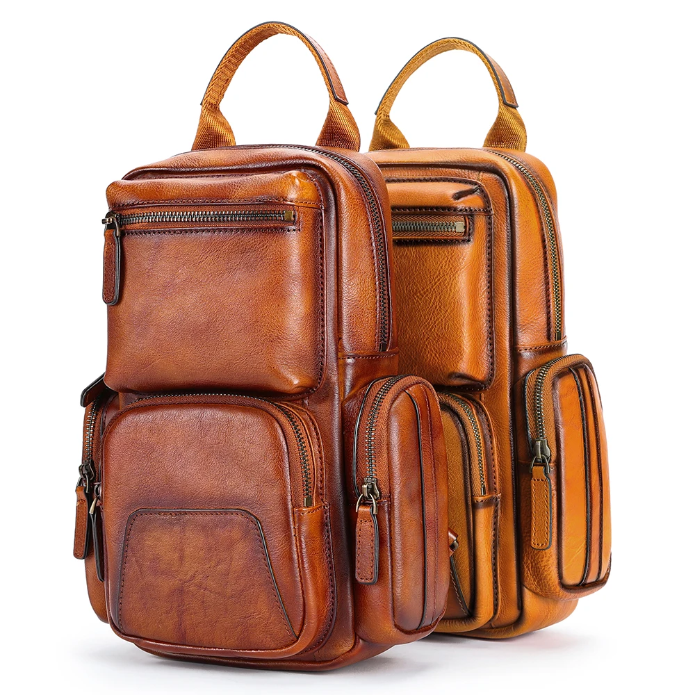 Men's Leather Chest Bag Classic Solid Color Fashion Men's Chest Bag