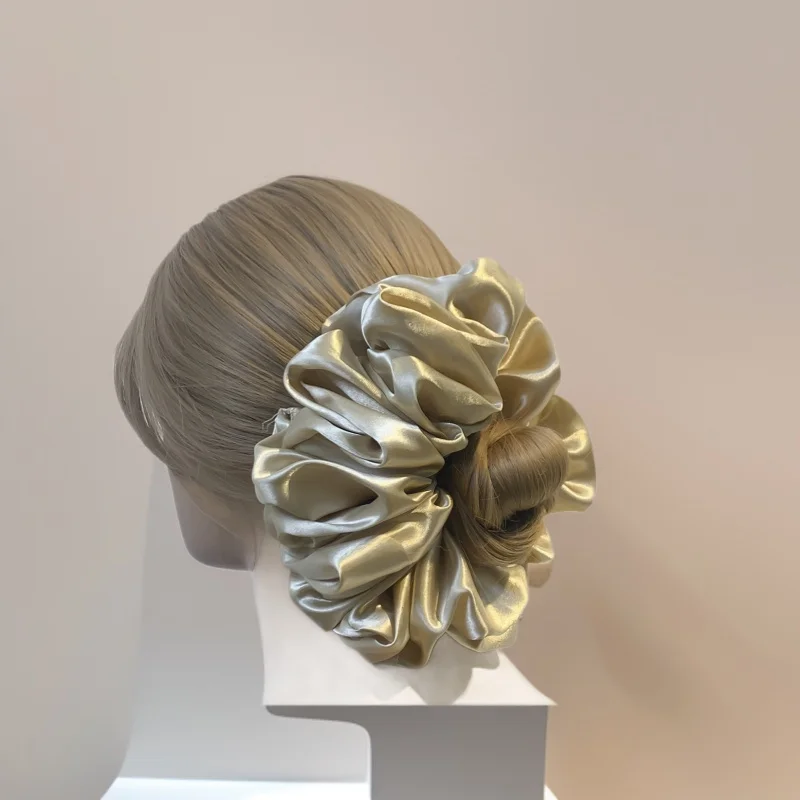 Hair Scrunchie Oversized Solid Color Fabric Soft Elastic Women Girls Ponytail Bun Daily Party Headwear Lightweight Gift