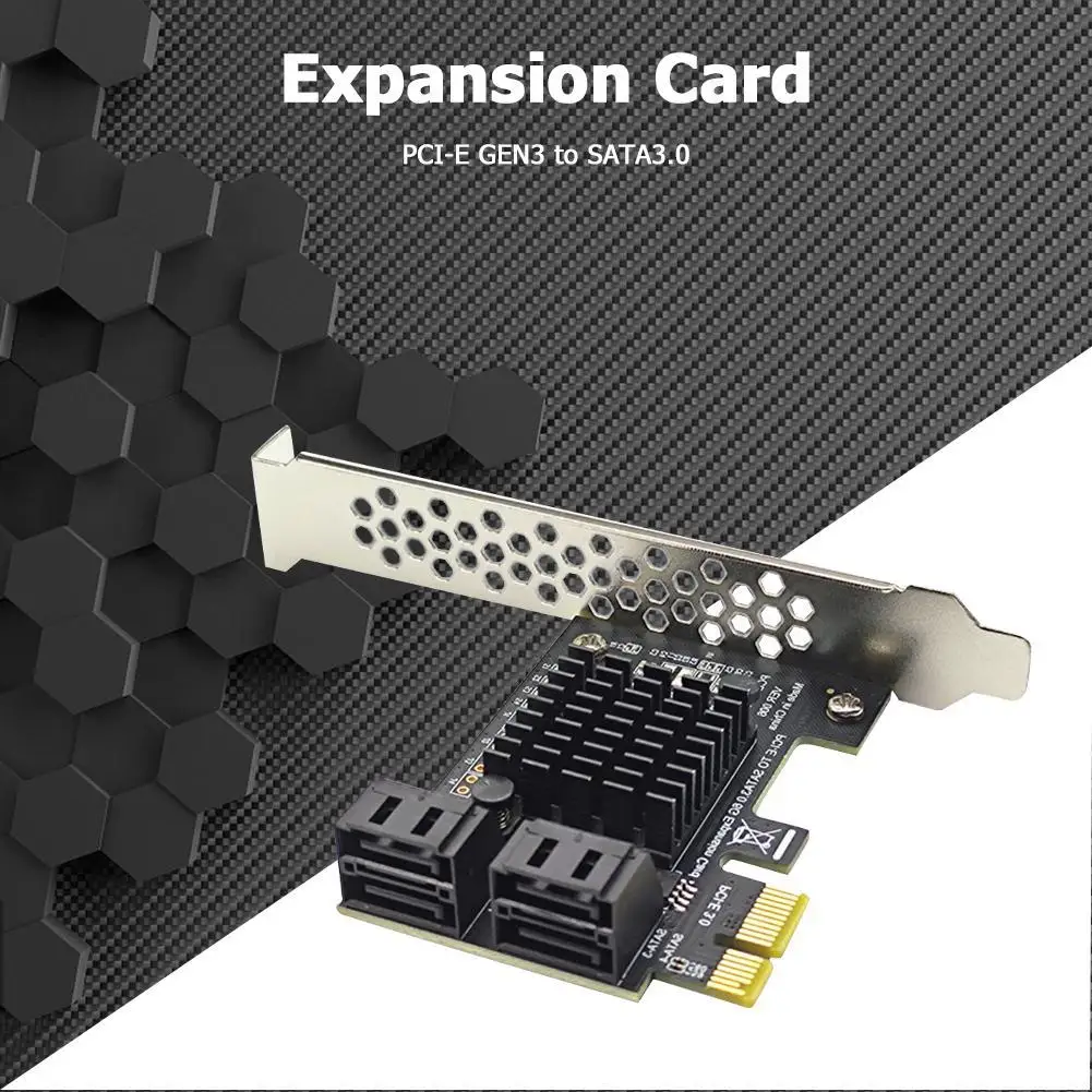 

Asm1064 Chip Hard Disk Drive SSD Adapter Card 4 Port SATA III PCIe Expansion Card 6Gbps SATA to PCI-e 1X Controller with Bracket