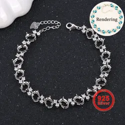 5*7mm Oval Bracelet Setting, Delicate Simple Style Bracelet Base, S925 Silver Material, Women's DIY Jewelry Bracelet Accessories
