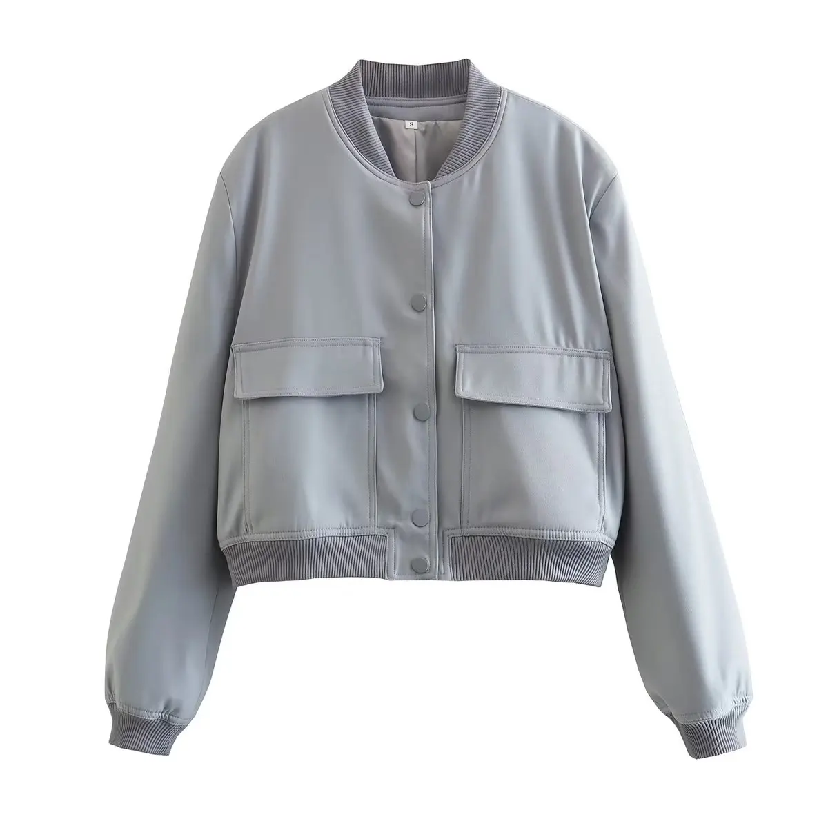 Willshela Vrouwen Mode Effen Bomberjacks Jas Met Zakken V-hals Single Breasted Lange Mouwen Vrouwelijke Chic Lady Outfits