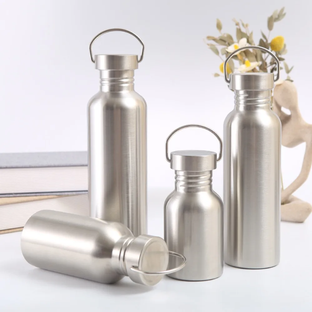 1000ml/750ml/500ml/350ml Stainless Steel Bicycle Flask with Handle Anti-fall Cycling Water Bottle Durable Single Layer Drinkware