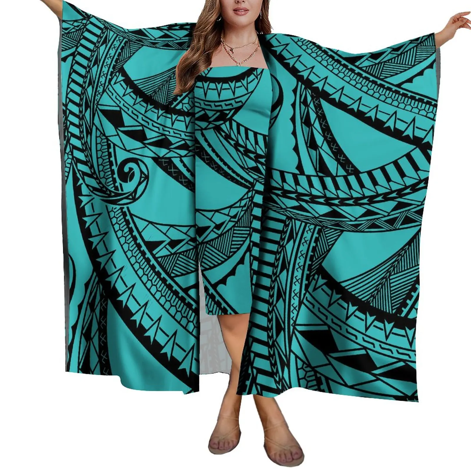 Fabriek Directe Verkoop Polynesische Tribal Retro Stijl Lage Prijs Vrouwen Beach Sarong Sjaal Lady Kwaliteit Sarong Jurken Suits