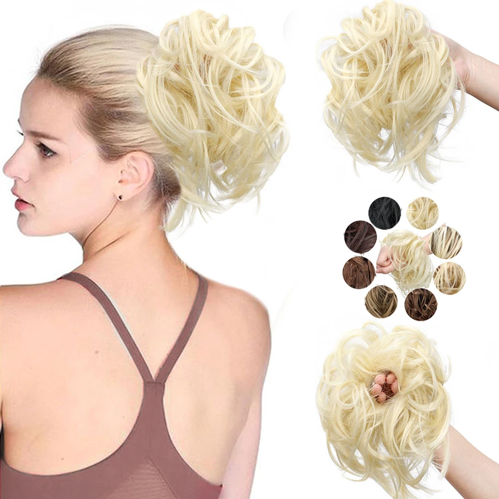 

Синтетический небрежный пучок для волос для женщин, высокоэластичная резинка для волос, резинка-резинка для волос и аксессуар для волос для женщин.